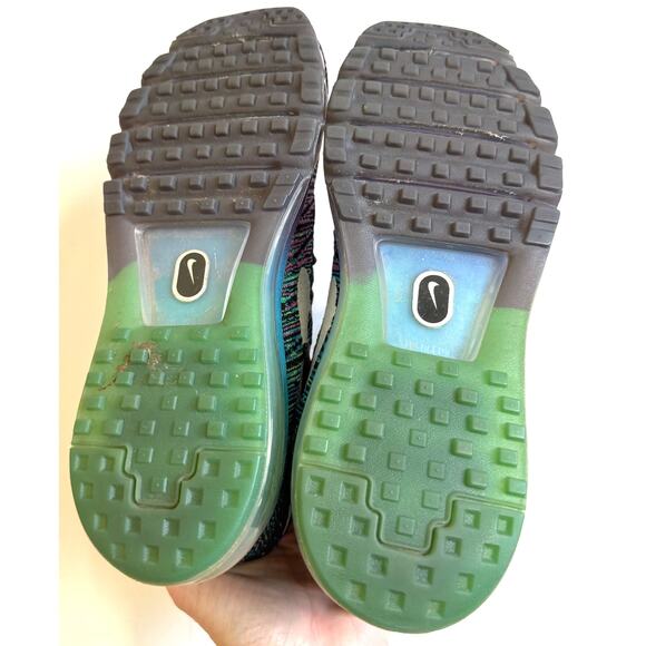 Nike Flyknit Air Max Running Walking Casual Sneaker Black Blue Purple Size 8.5 - Picture 7 of 8